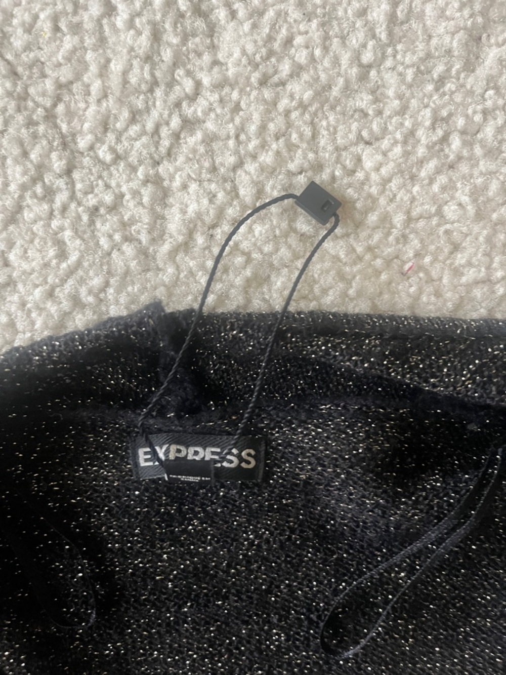 Express Black Sparkle Draped Open-Front Cardigan - Picture 5 of 5